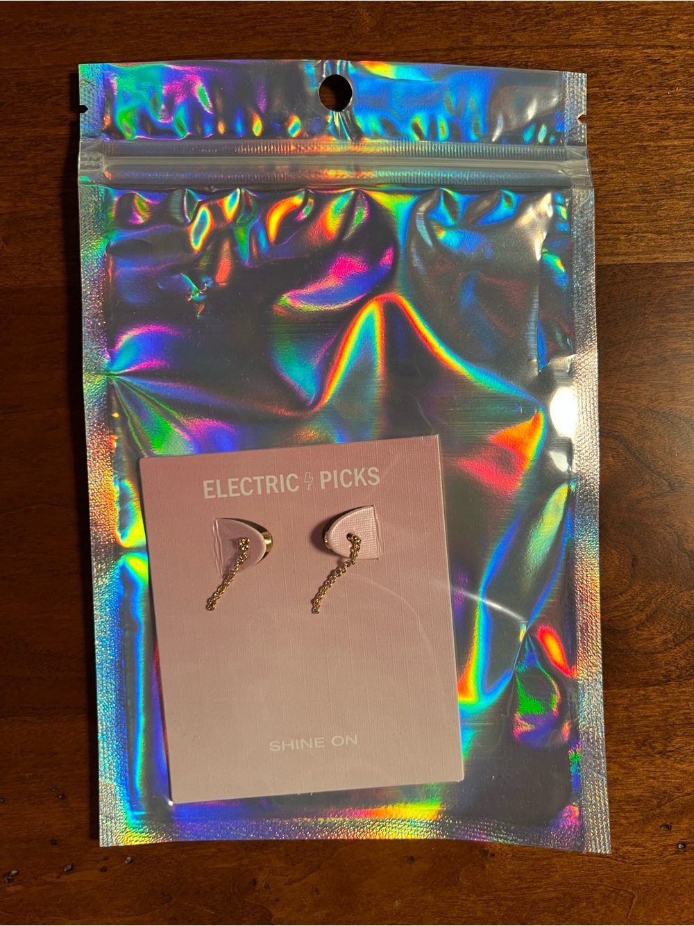 Electric Picks Gold Chain Drop Earrings - Picture 3 of 3